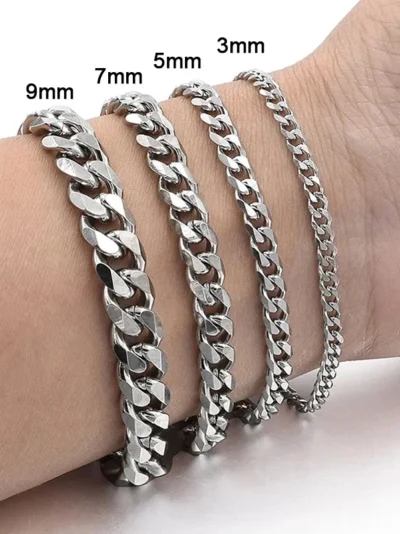 Stainless Steel 3/5/7/9mm Width Chain Bracelet